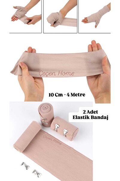 ÇEÇEN HOME 2 Adet 10 Cm-4 Metre Elastik Bandaj Ten Rengi Tek Kullanımlık Esne...