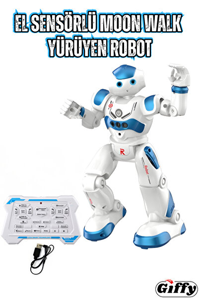 giffy Oyuncak Uzaktan Kumandalı El Sensörlü Akıllı Robot Şarjlı Led Işıklı Se...