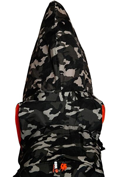 Morikukko Unisex-Adult Hooded Backpack Kool Camouflage Neon Orange