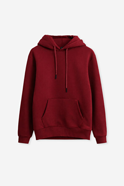 BARRELS AND OIL Men's Kangaroo Pocket Hooded Sweatshirt - Claret Red