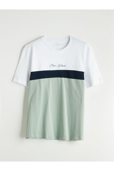 LC Waikiki Zero Roba Collar Color Block Combed Cotton Men's T-Shirt from Uzg ...