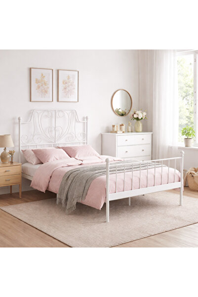 SADANHOME Iron bed - white - 120cm x 190cm