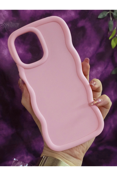 Magic Ring Redmi 12 Uyumlu Yumuşak Dokulu Dalga Kenarlı Pudra Pembe Kılıf