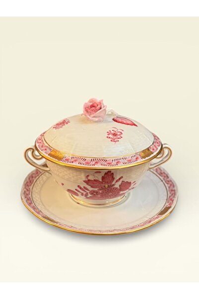 HEREND EL YAPIMI PORSELEN ÇORBA KASESİ KAPAĞI VE TABAĞI İLE BERABER | EL BOYA...