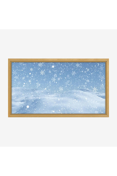 Tajridhome A serene landscape painting featuring light blue falling snow, creating a calm and enchanting atmosphere. (Nature paintings, canvas paintings)