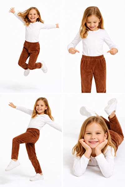 mini kanka Βελούδινο παντελόνι για κορίτσια 4-12 ετών – Ελαστική μέση, άνετο ...