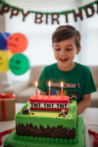 esa gaming Minecraft TNT Mumluk Seti 1–10 Adet Seçenekli – Doğum Günü Pasta M...