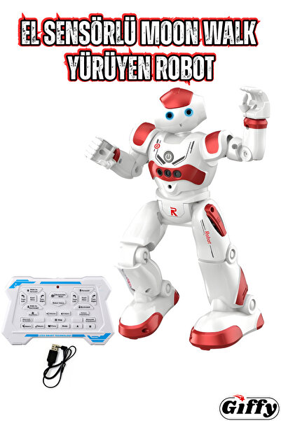 giffy Oyuncak Uzaktan Kumandalı El Sensörlü Akıllı Robot Şarjlı Led Işıklı Se...