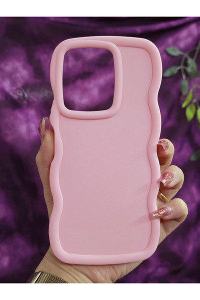 Magic Ring Vivo Y36 Uyumlu Yumuşak Dokulu Dalga Kenarlı Pudra Pembe Kılıf