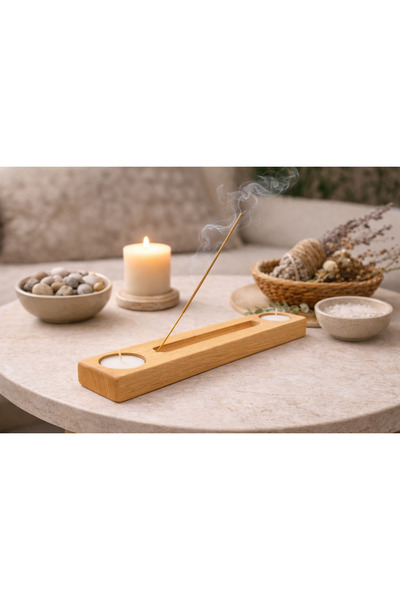 Üreet Ahşap Tütsülük ve Mumluk - Dekoratif Tütsü Standı