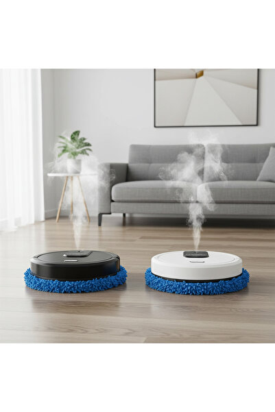 Generic ممسحة روبوتية ثلاثية الوظائف: شحن تلقائي، تنظيف، وترطيب. اللون: أبيض