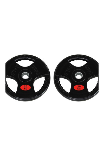 Generic Olympic Barbell Weight Plate 20KG Rubber Coated 51mm Cast Iron Pair for Strength Training