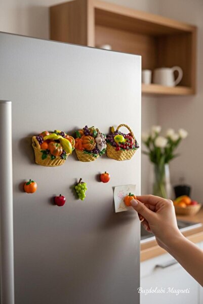 EVASAN MEYVE SEPETİ BUZDOLABI MAGNETİ 3 LÜ SET