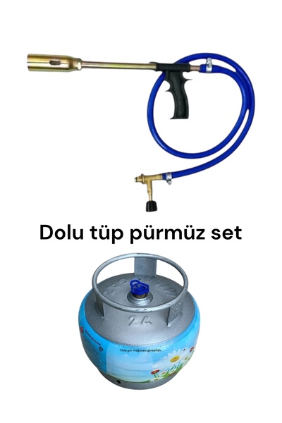 NURGAZ Pürmüz tüplü set dolu küçük tüp Pürmüz şalama yak yak 2kg piknik tüpü takım set