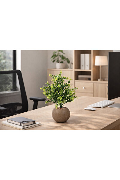 AMZOE Artificial green plant with pot – 35 cm high