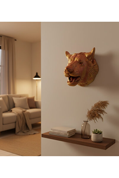 Najmaddin تمثال حائط ذهبي مزخرف على شكل ذئب ذهبي يمكن تعليقه هدية مقاس 25×19 سم