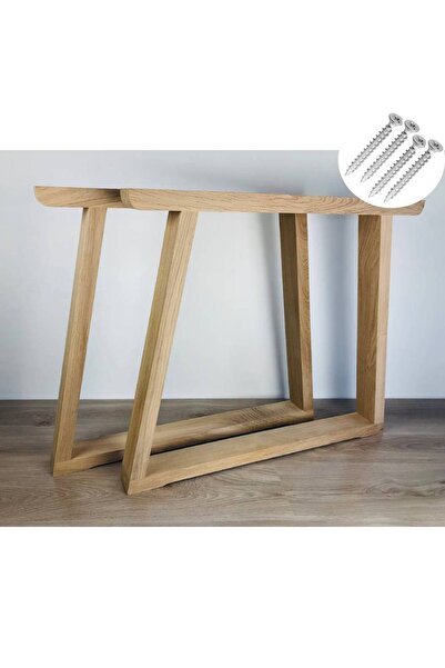 Denla Doğal Ahşap Kare Masa Ayağı - %100 Ahşap Malzeme - 75x70cm