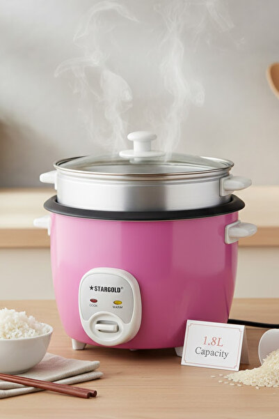 Muchmy Multi-Function Double Layer Electric Rice Soup Cooker with Steaming Tray Cooking Pot - 1.8 Liter