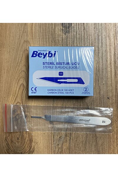 Beybi BİSTÜRİ UCU NO:11(100 ADET)+NEŞTER SAPI NO:3(İKİLİ TAKIM)PASLANMAZ KARB...