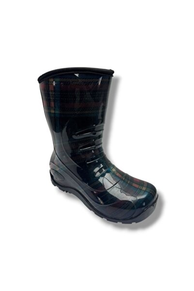 Cakgo 485-26 Plaid Patterned Waterproof Rain Boots for Girls 30-35