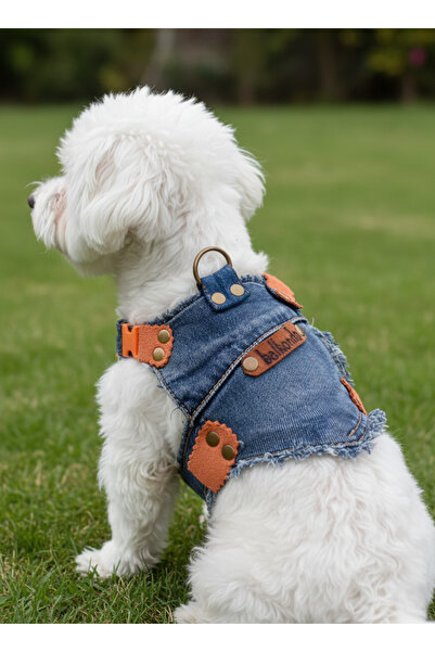 balkonda طوق للكلاب من نوع مينيك إيرب، قابل للتعديل، من الدنيم، أزرق فاتح