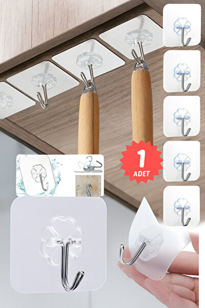 TAYEM 1 Adet Askılık Kanca Şeffaf Güçlü Kendinden Yapışkanlı Duvar Askıları K...