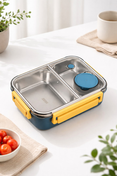 Comprox 304 Paslanmaz Çelik Bento Lunch Box – 2 Bölmeli, Sosluklu, BPA Free |...