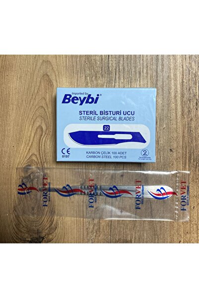 Beybi BİSTÜRİ UCU NO:22(100 ADET)+NEŞTER SAPI NO:4 (İKİLİ TAKIM)PASLANMAZ KAR...