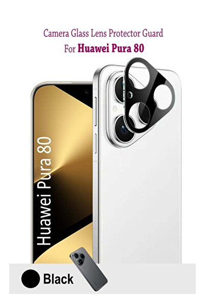 Generic واقي شاشة وعدسة كاميرا هاتف هواوي بورا 80، مصنوع من الزجاج المقوى - أسود