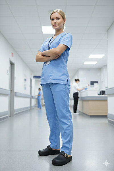 Deniz Terlik Women's Anatomical Sole Buckle Sabo Slippers Hospital and Work Slippers