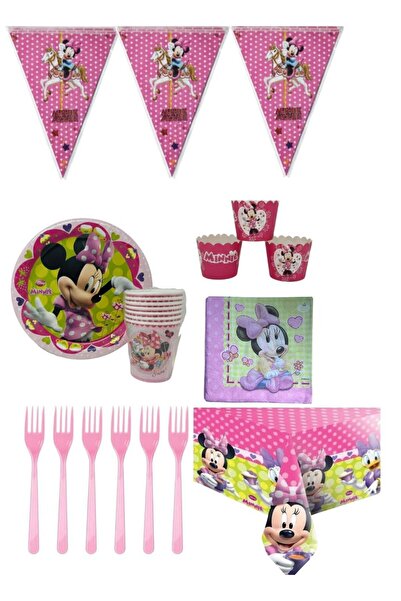 CAVAŞ sun hat Set de 7 personaje Minnie Mouse cu fundițe roz cu buline, pentr...