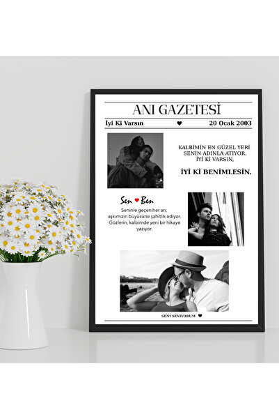 Rosaart Kişiye Özel Anı Gazeteli Tablo | Anı Gazetesi Ahşap Çerçeveli Tablo |...