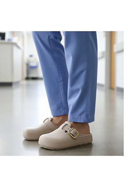 Deniz Terlik Women's Anatomical Sole Buckle Sabo Slippers Hospital and Work Slippers