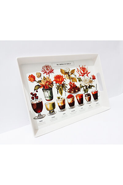 renkli çiçekler صينية 29x22x3.5 سم صينية تقديم شاي وقهوة بلاستيكية مستطيلة منقوشة