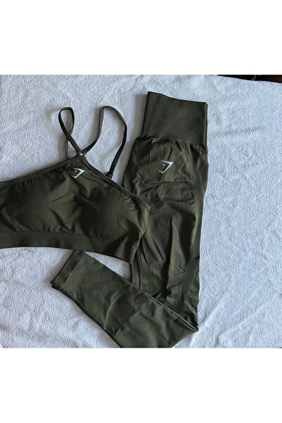 Sheky Gym Push-Up Shirred Leggings and Bra Bustier Set Suit