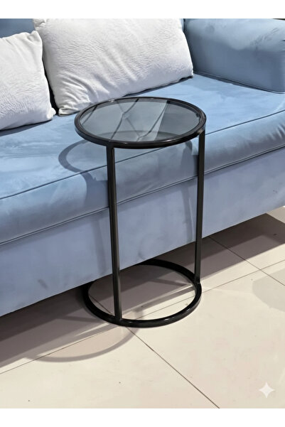 terndat Black glass serving table