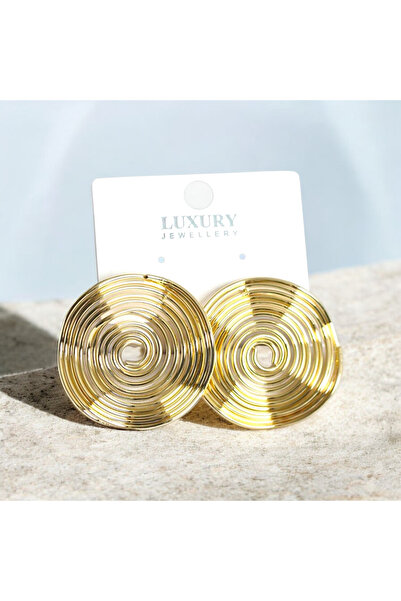 REBORN DESIGN أقراط على شكل دائرة ذهبية اللون