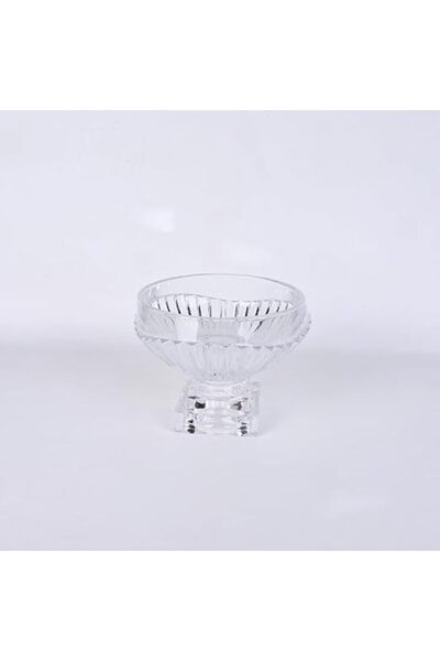 Generic Elegant Round Glass Serving Plate with Square Base