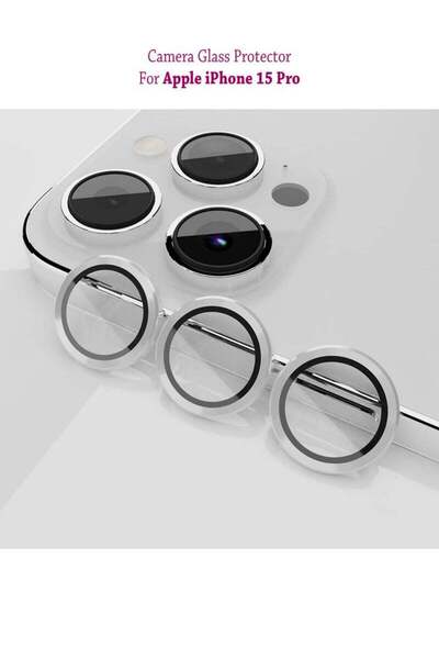 Generic واقي شاشة وعدسة كاميرا هاتف آيفون 15 برو من آبل - فضي