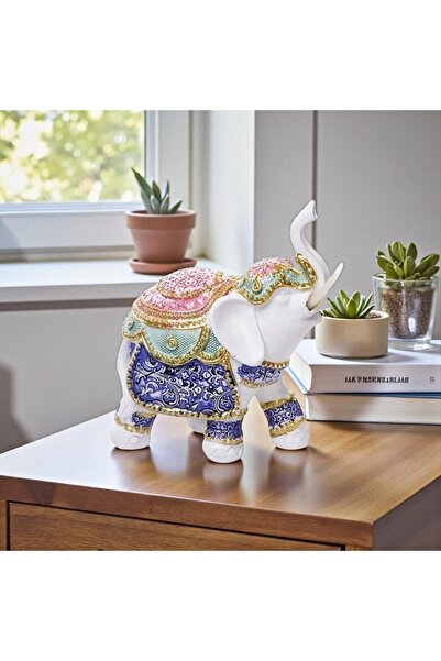ELSELİFE Renkli Nakış İşlemeli Feng Shui Şans Bereket Getiren Fil Heykel Seti...