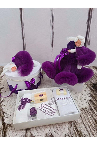 OBSIDION Set botez PRINCESS - cutie trusou lumanare - mov