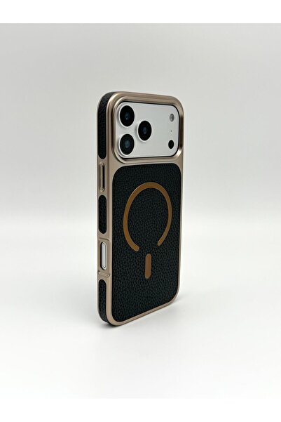 GENERAL Luxury Vegan Leather MagSafe Case - Electroplated Metal Frame &Lens Protection for iPhone 17 Pro Max