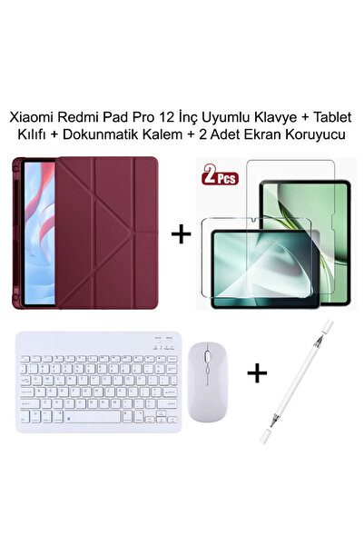 Yesnıce Redmi Pad Pro 12 İnç Uyumlu Standlı Kılıf Ve Dokunmatik Kalem Ve Klav...