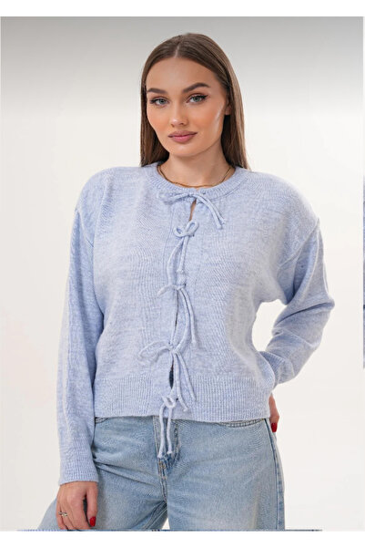 ZARİF STOREE Women's Lace-Up Detailed Knitwear Knitted Cardigan 255229