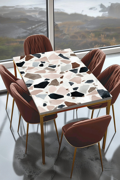 Rabadon Terrazzo Mosaic Pattern Adhesive Table Covering Foil - Waterproof Fur...