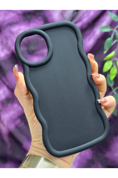 Magic Ring iPhone 11 Compatible Soft Textured Wave Edge Matte Black Case