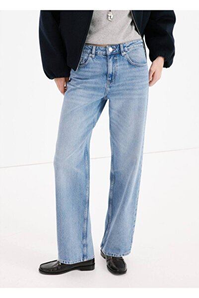 MANGO Woman Düz kesim düşük bel jean