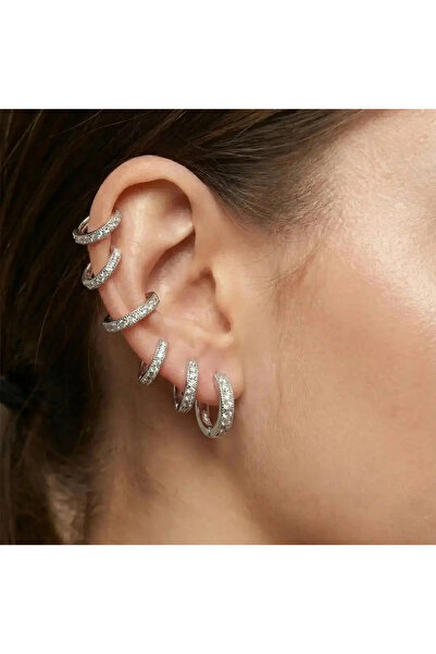 Dorvina Silver Color Brass Zircon Stone Hoop Women's Earring Set Tarnish Resi...