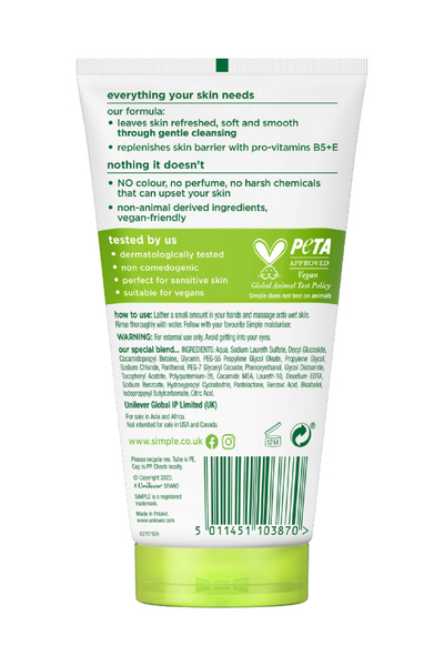 Simple Kind to Skin Gerginlik Hissi Bırakmayan Nemlendirici Yüz Temizleme Jeli 150 ML 3'lü Set