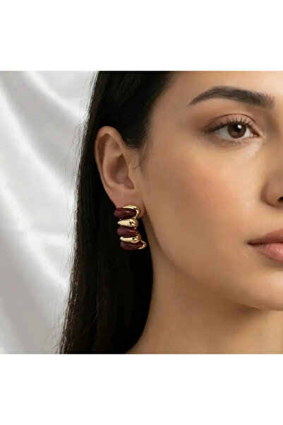 Dorvina Burgundy Color Brass Vintage Women's Earrings Non-Tarnish |   Stylish and Durable Jewelry